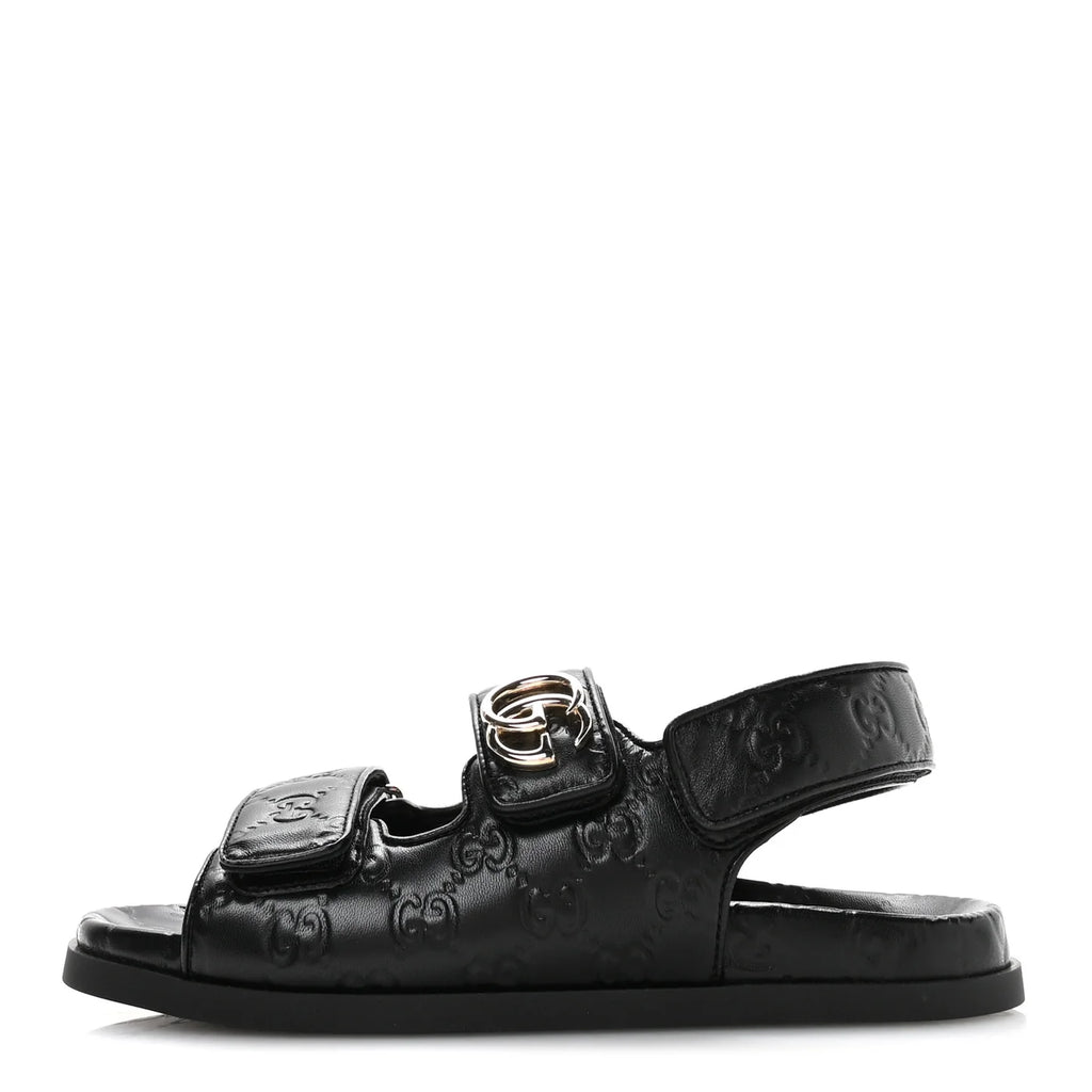 Gucci Black GG Embossed Sandals