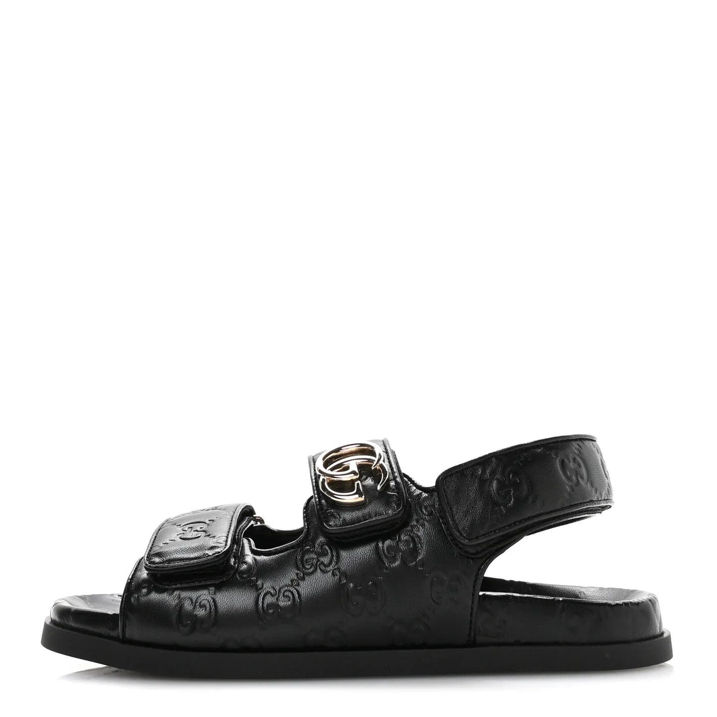 Gucci Black GG Embossed Sandals