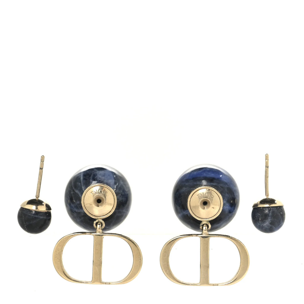 Dior Blue Tribal Logo Earrings