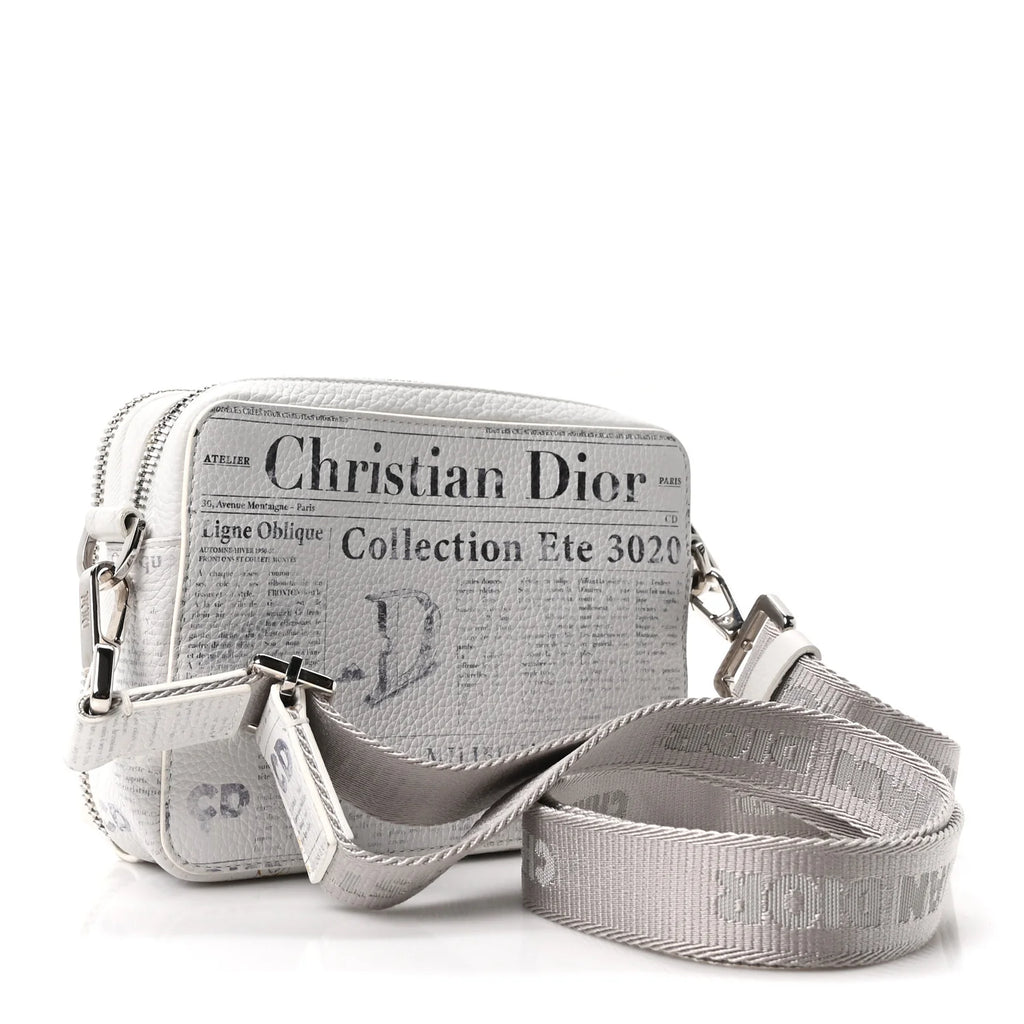 Dior White Newspaper Grained Bag
