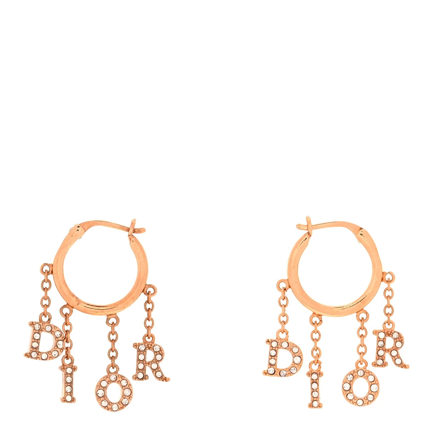 Dior Crystal Charm Hoop Earrings