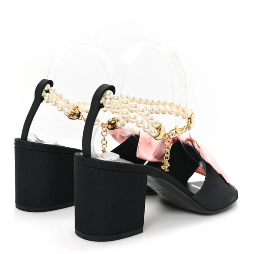 Chanel Black Bow Pearl Sandals