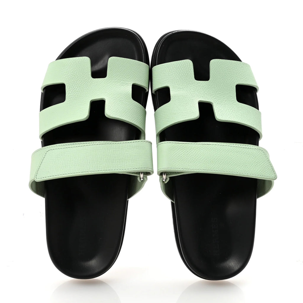 Hermes Mint Grained Chypre Sandals