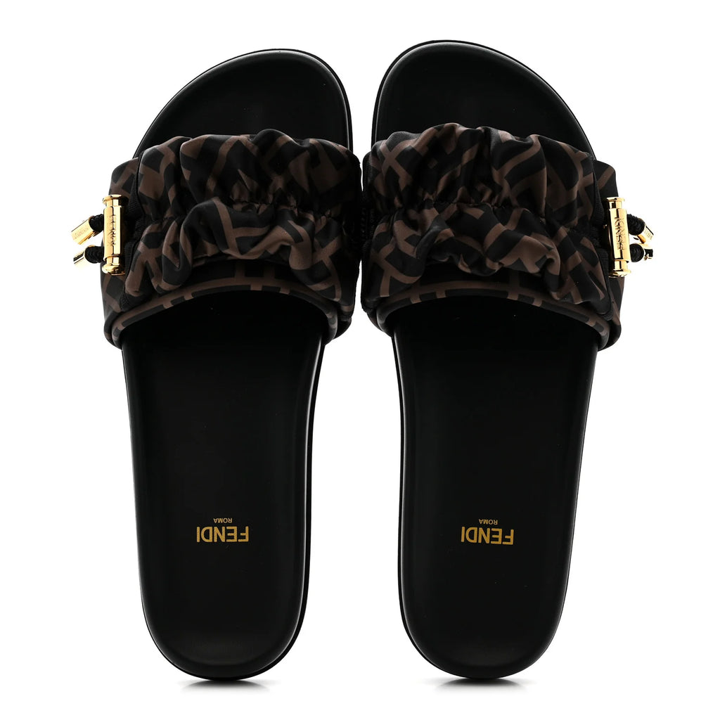 Fendi FF Monogram Scrunchie Slides