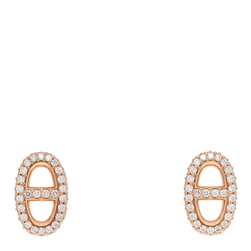 Hermes Rose Gold Diamond Earrings