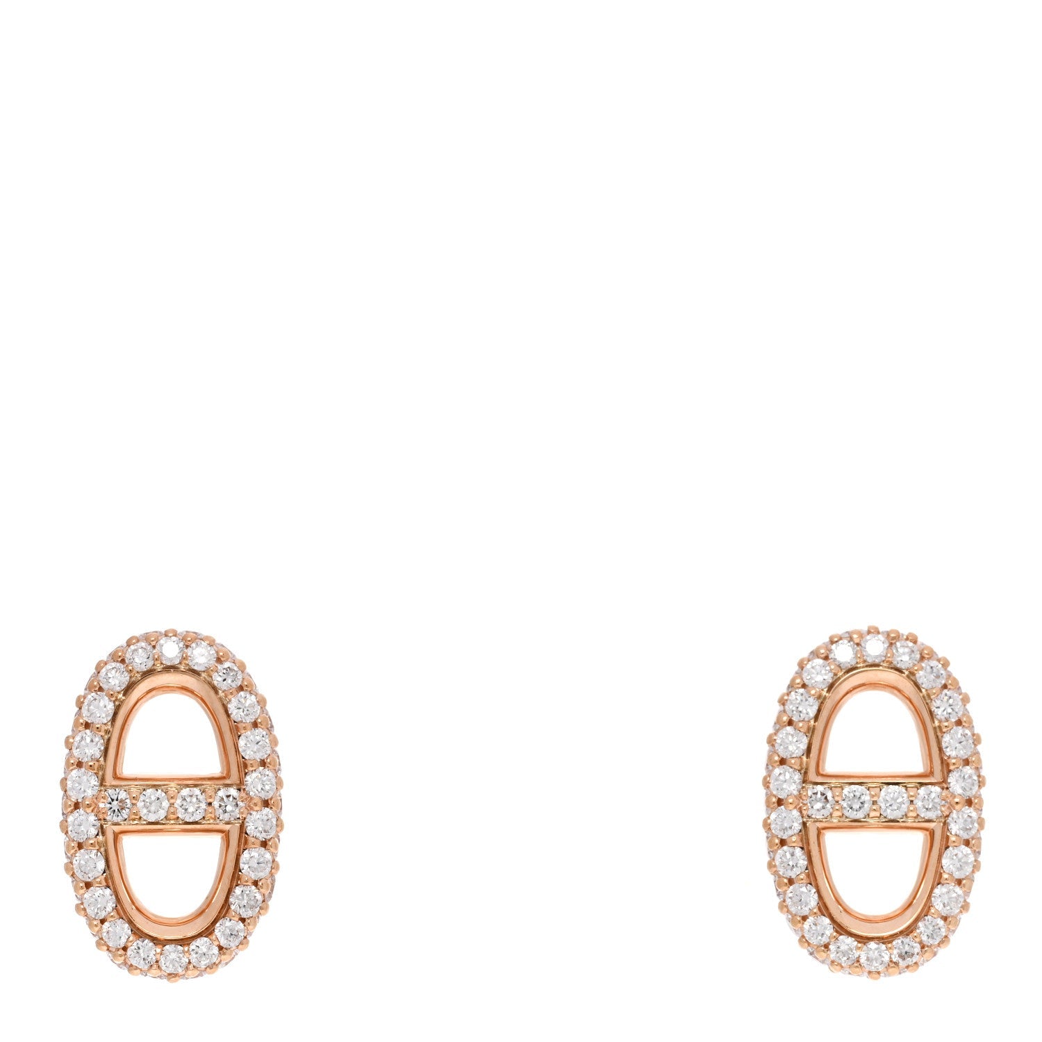 Hermes Rose Gold Diamond Earrings