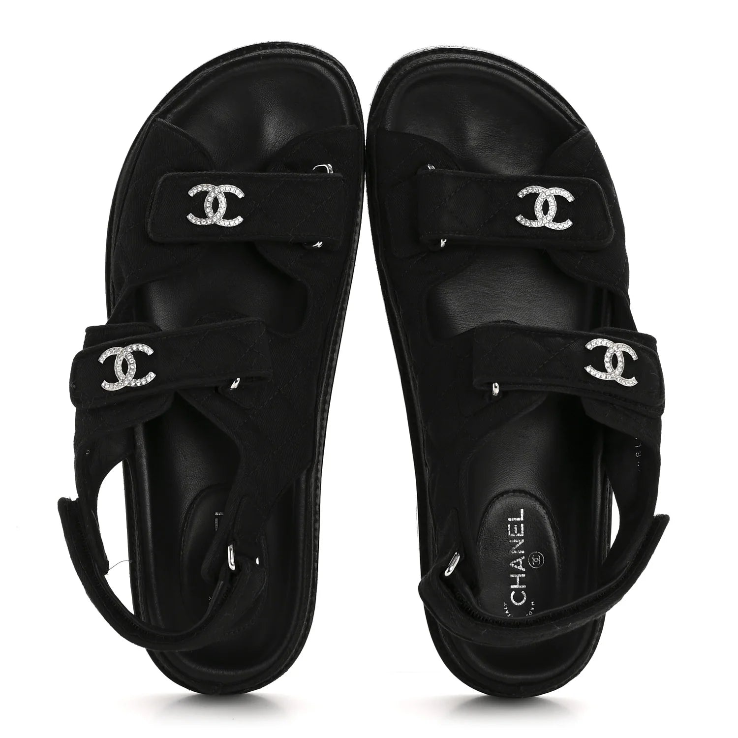Chanel Black Quilted Fabric Sandals