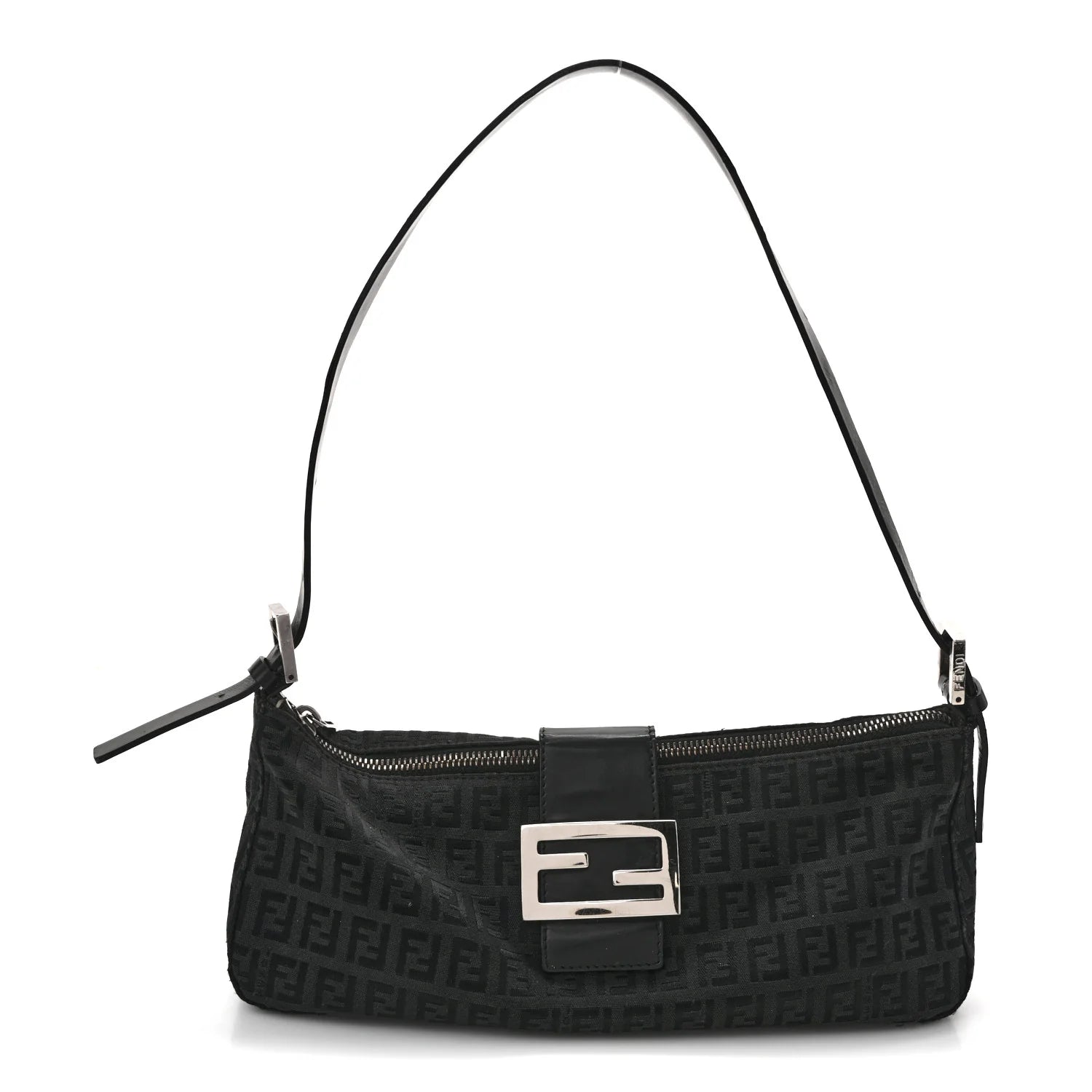 Fendi Black Zucca Monogram Baguette