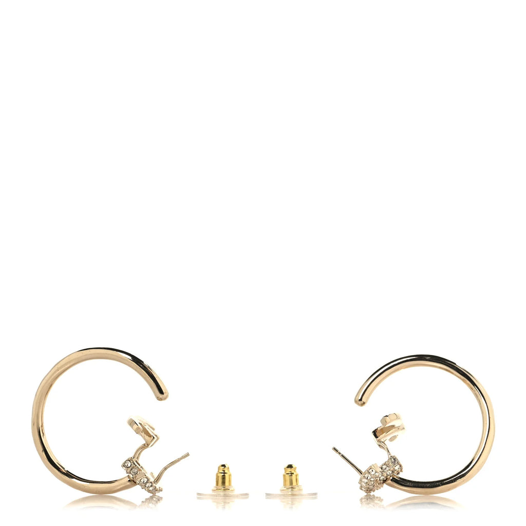 Chanel Gold Crystal CC Earrings