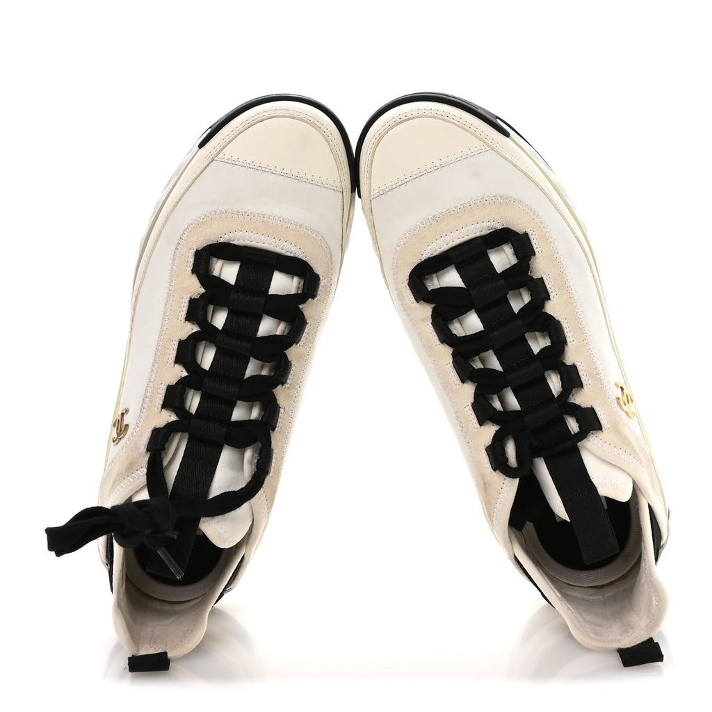Chanel White Leather Mesh Sneakers
