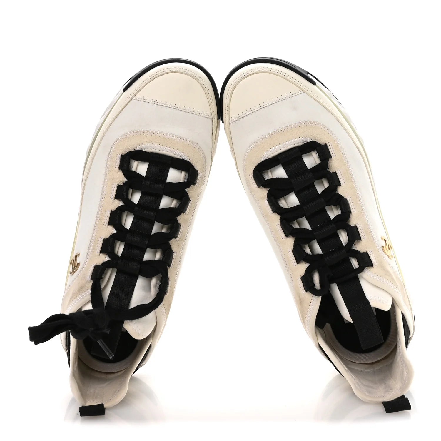 Chanel White Leather Mesh Sneakers