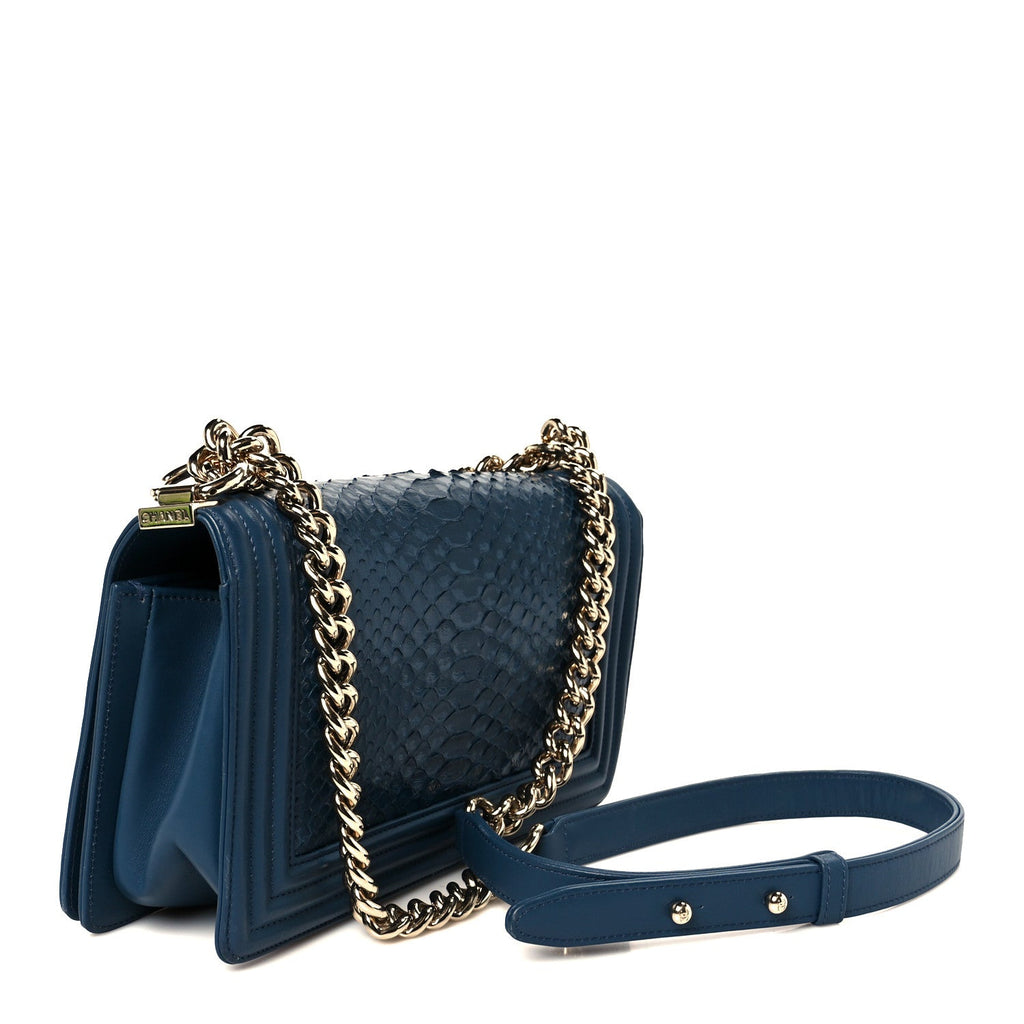 Chanel Navy Python Boy Bag