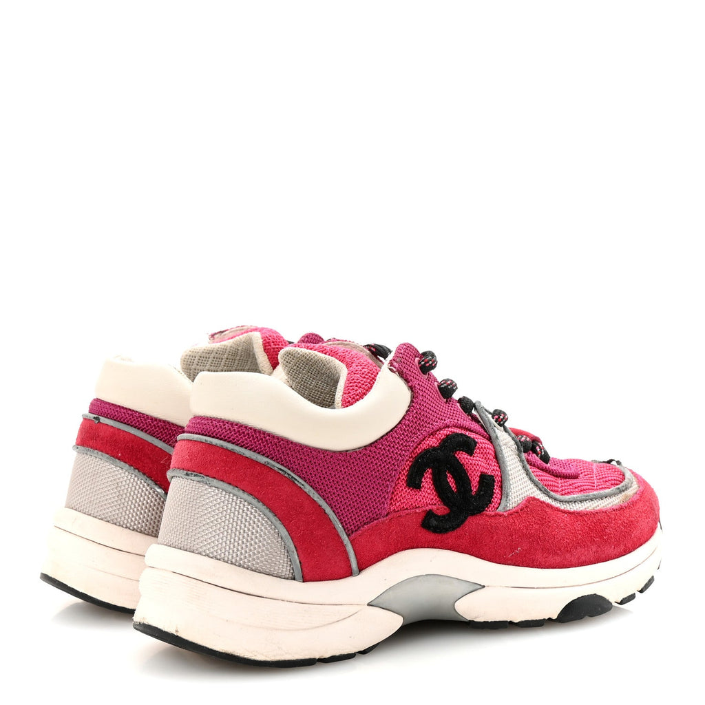 Chanel Pink Suede CC Sneakers