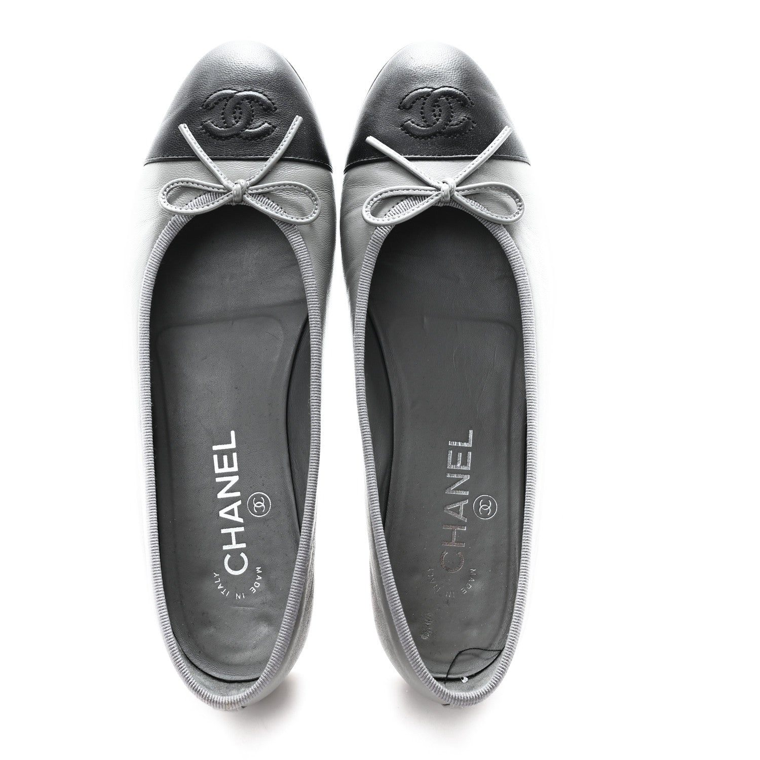 Chanel Silver Black Ballet Flats
