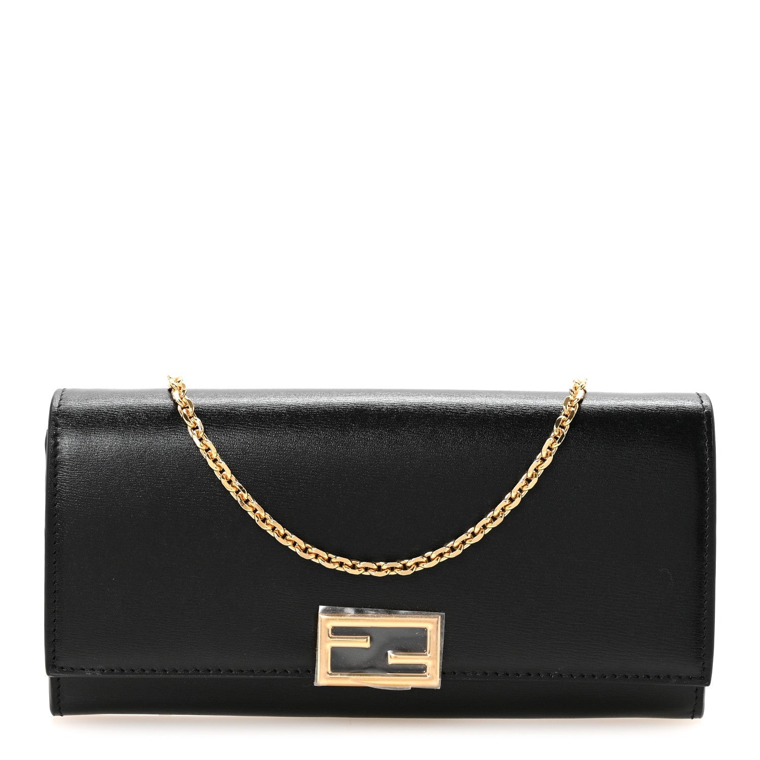 Fendi Black Leather Chain Pouch