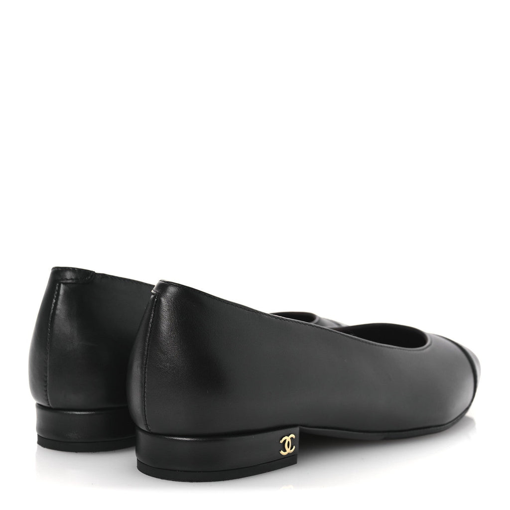 Chanel Black Leather Ballet Flats