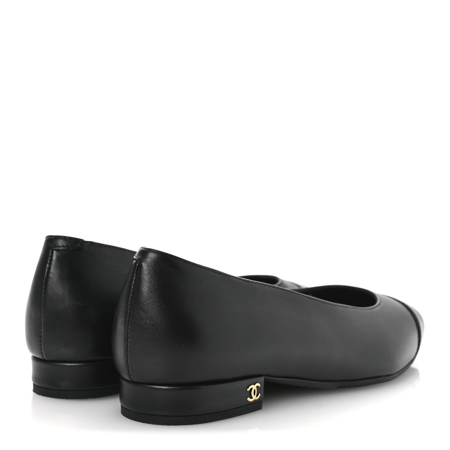 Chanel Black Leather Ballet Flats