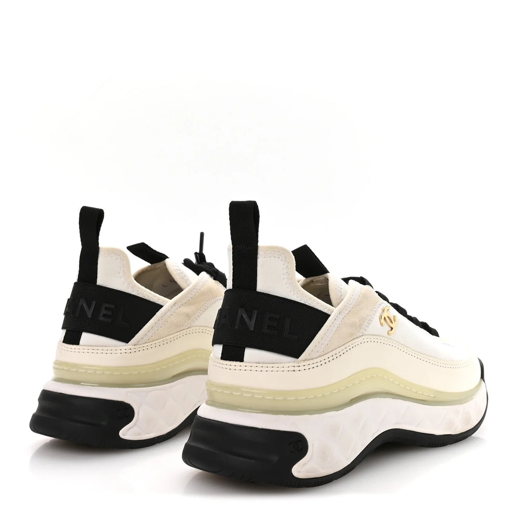 Chanel White Leather Mesh Sneakers