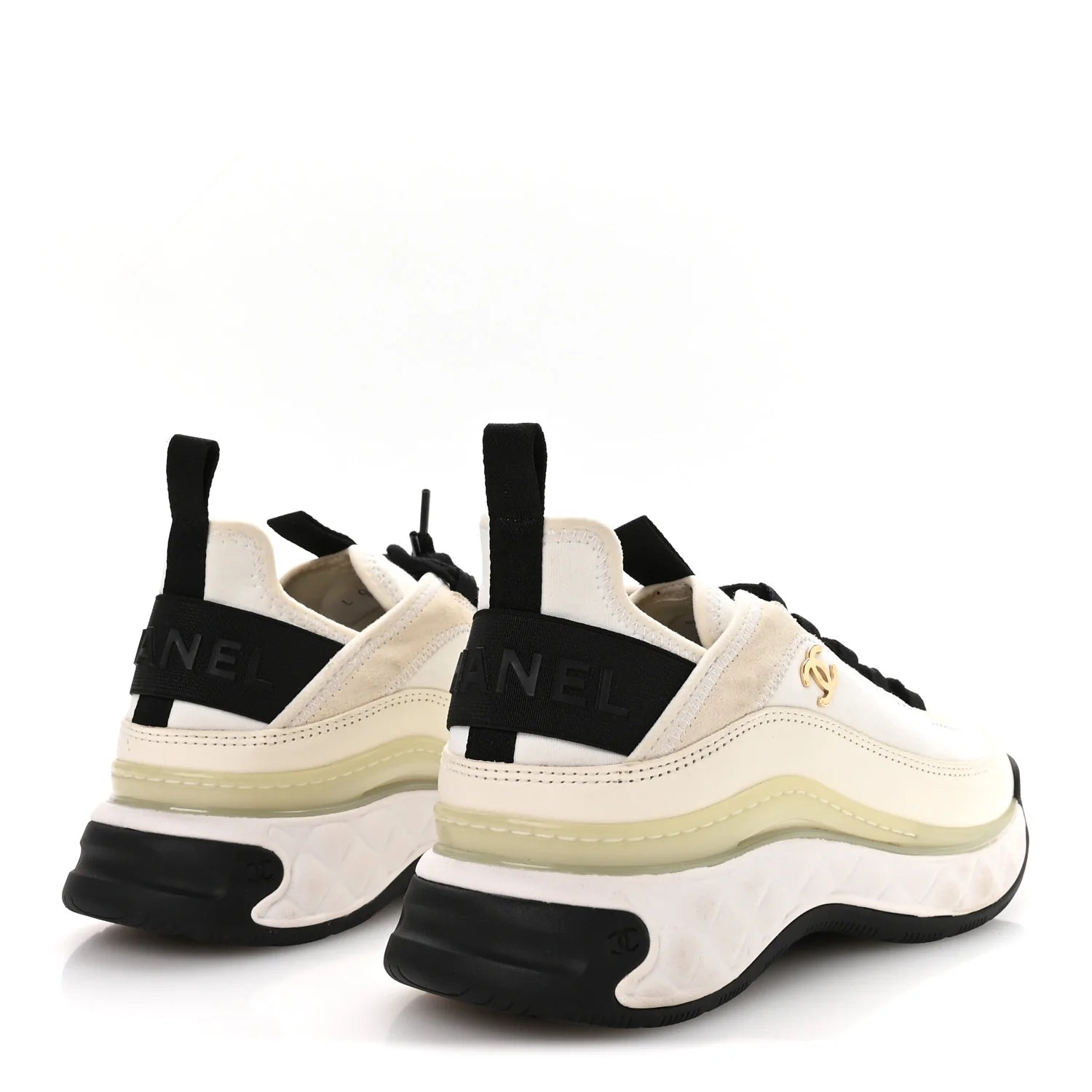 Chanel White Leather Mesh Sneakers