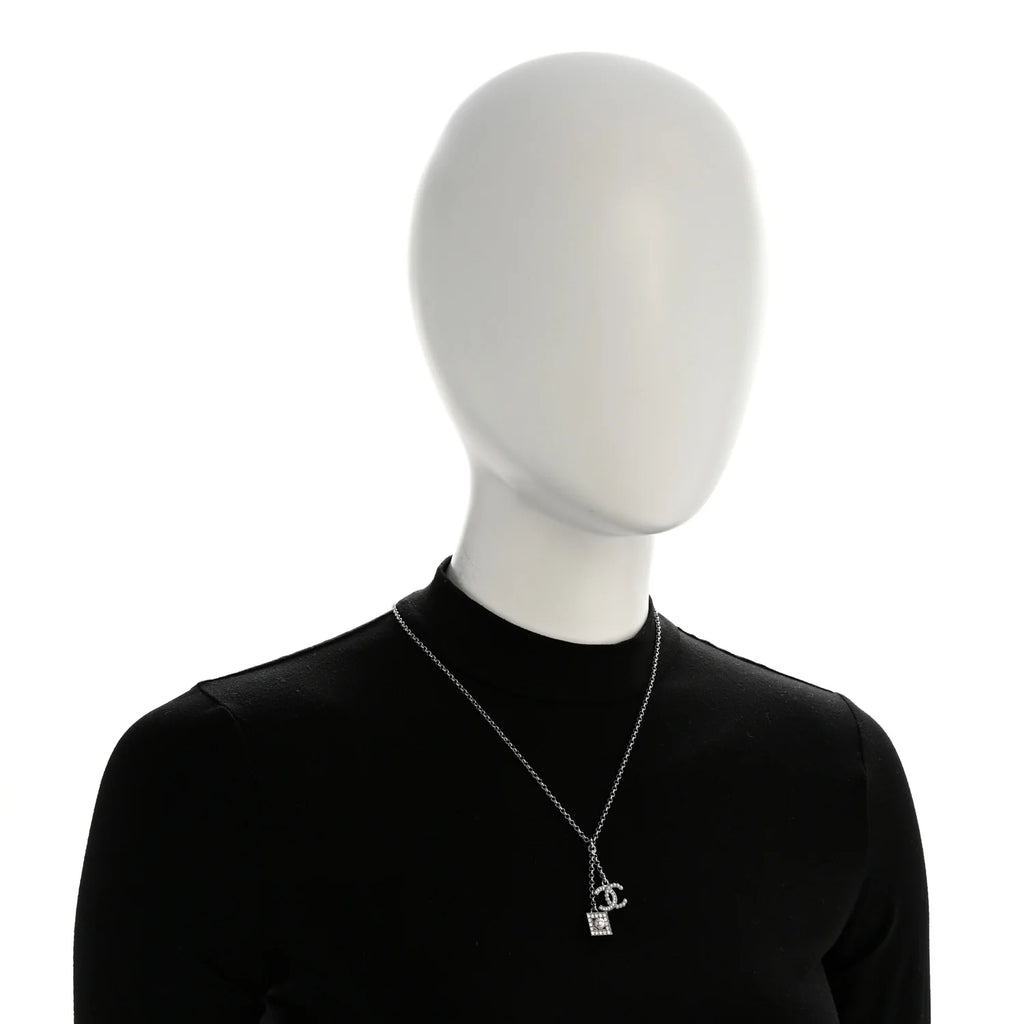 Chanel Silver Pearl Crystal Necklace