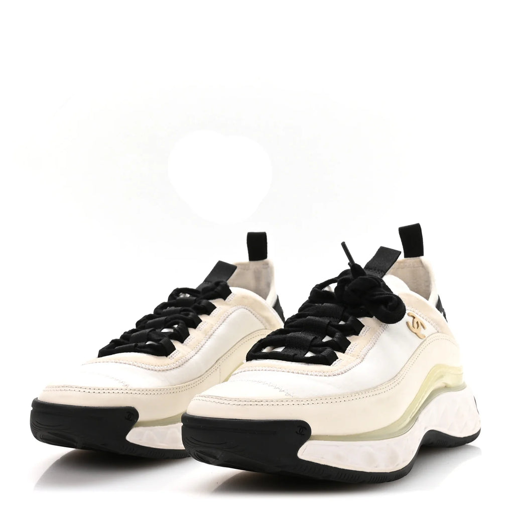 Chanel White Leather Mesh Sneakers