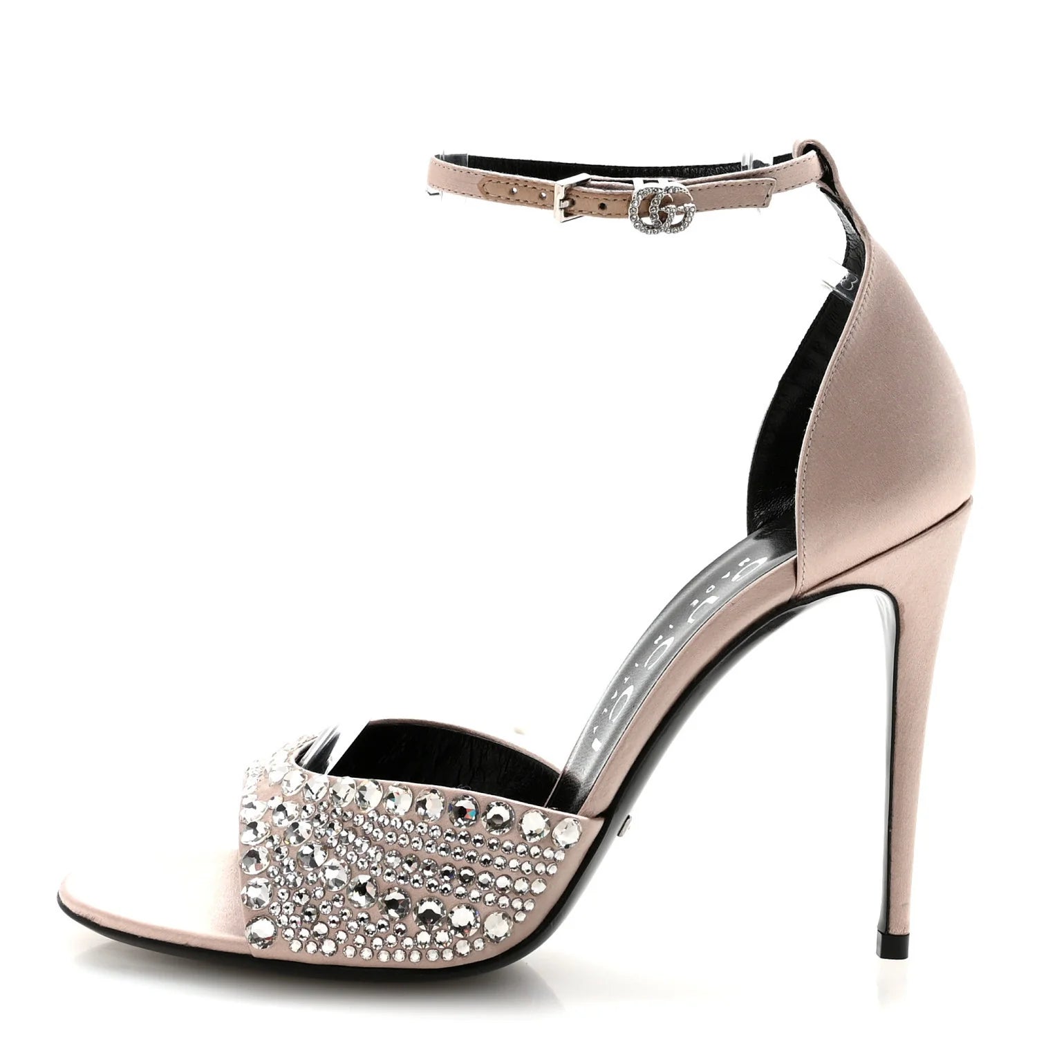 Gucci Pink Satin Crystal Sandals