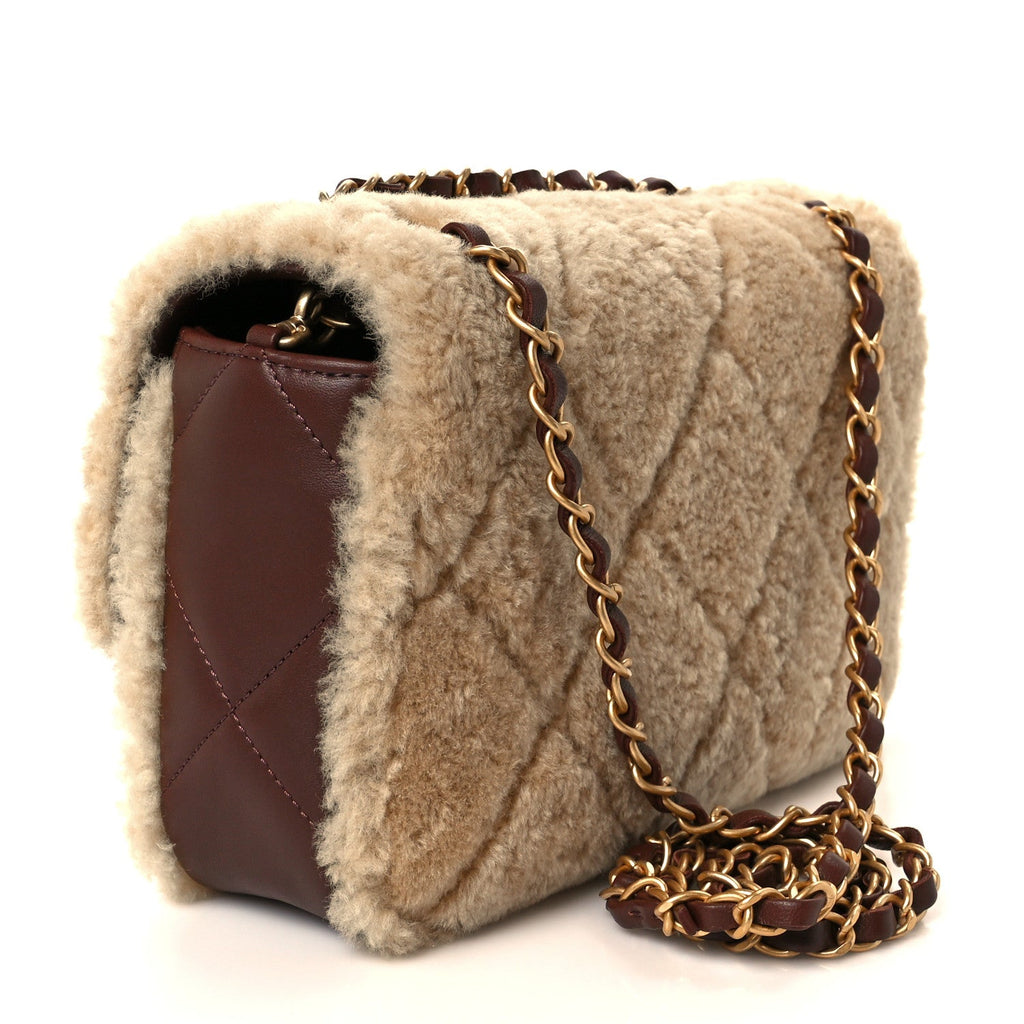 Chanel Beige Shearling Quilted Bag