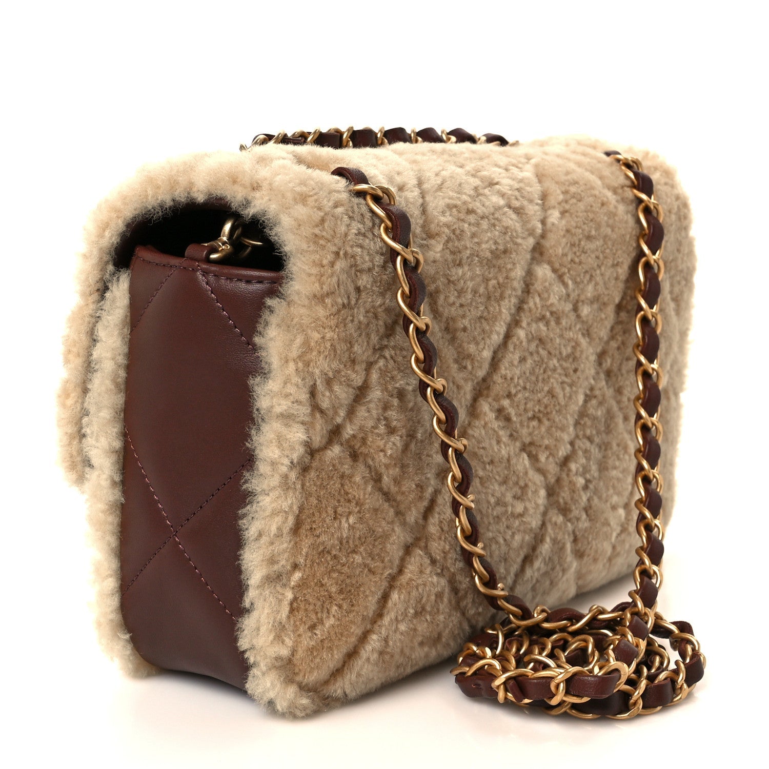 Chanel Beige Shearling Quilted Bag