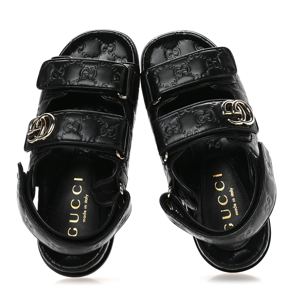 Gucci Black GG Embossed Sandals