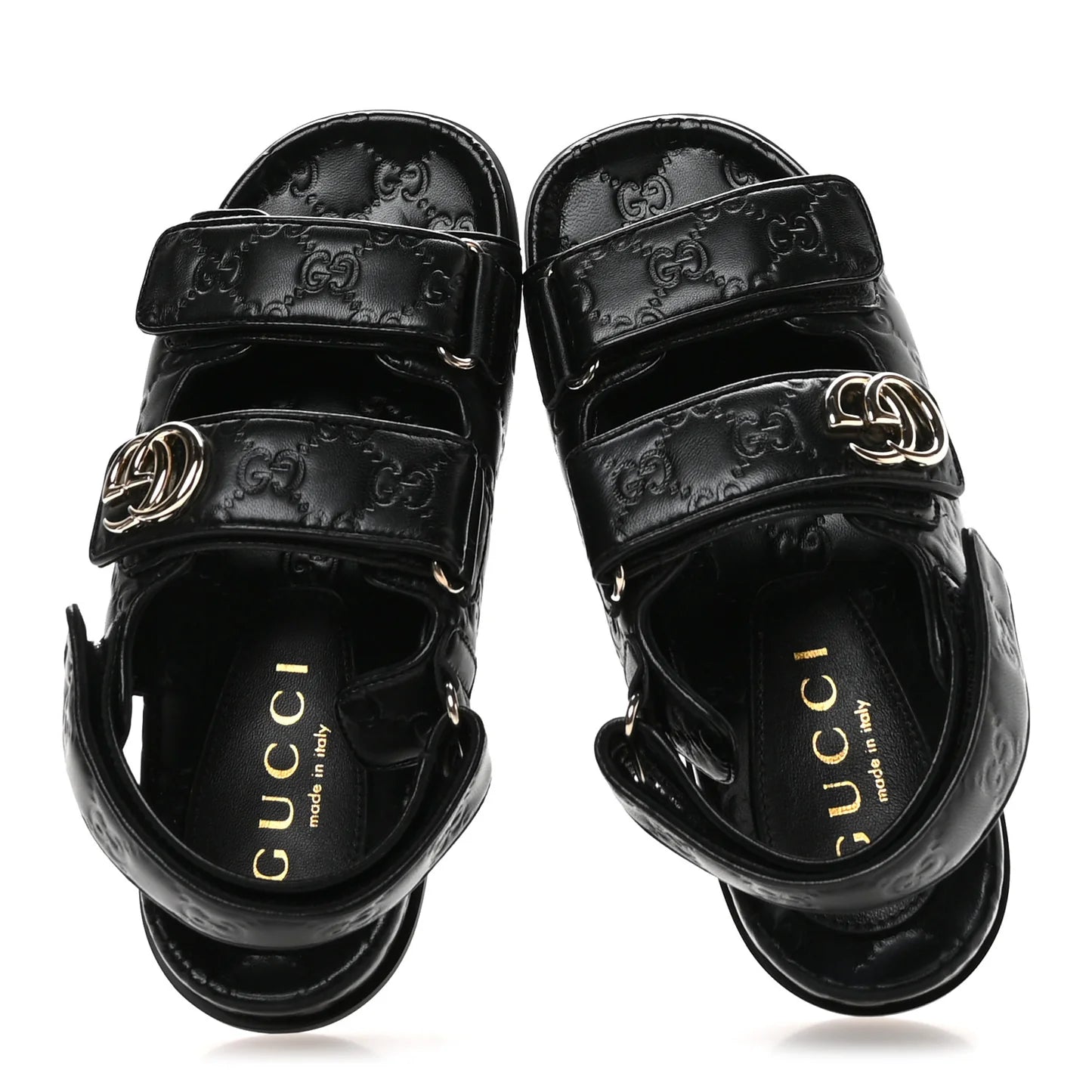 Gucci Black GG Embossed Sandals
