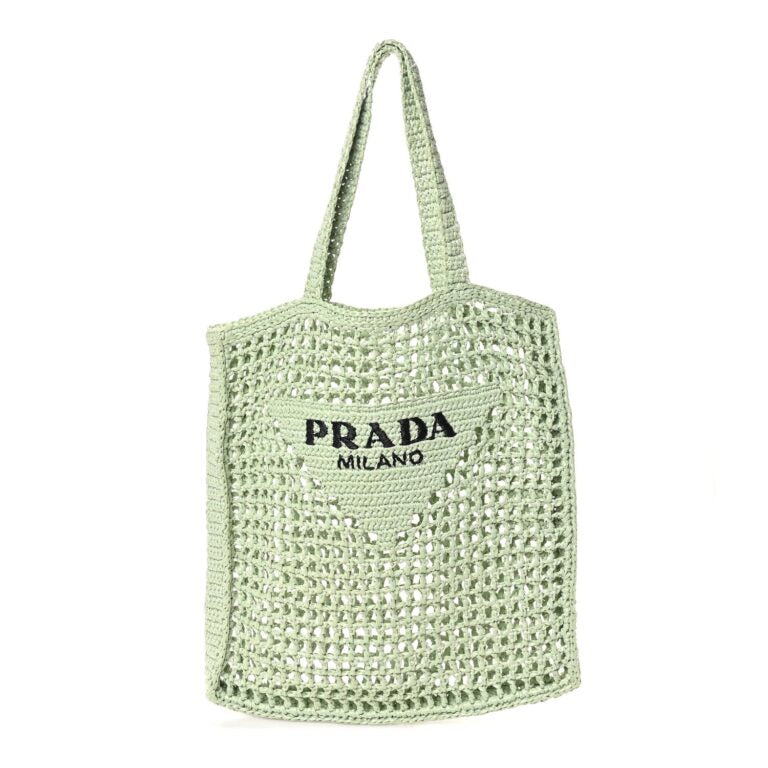 Prada Mint Green Raffia Tote