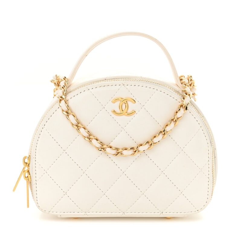 Chanel White Quilted Leather Bag