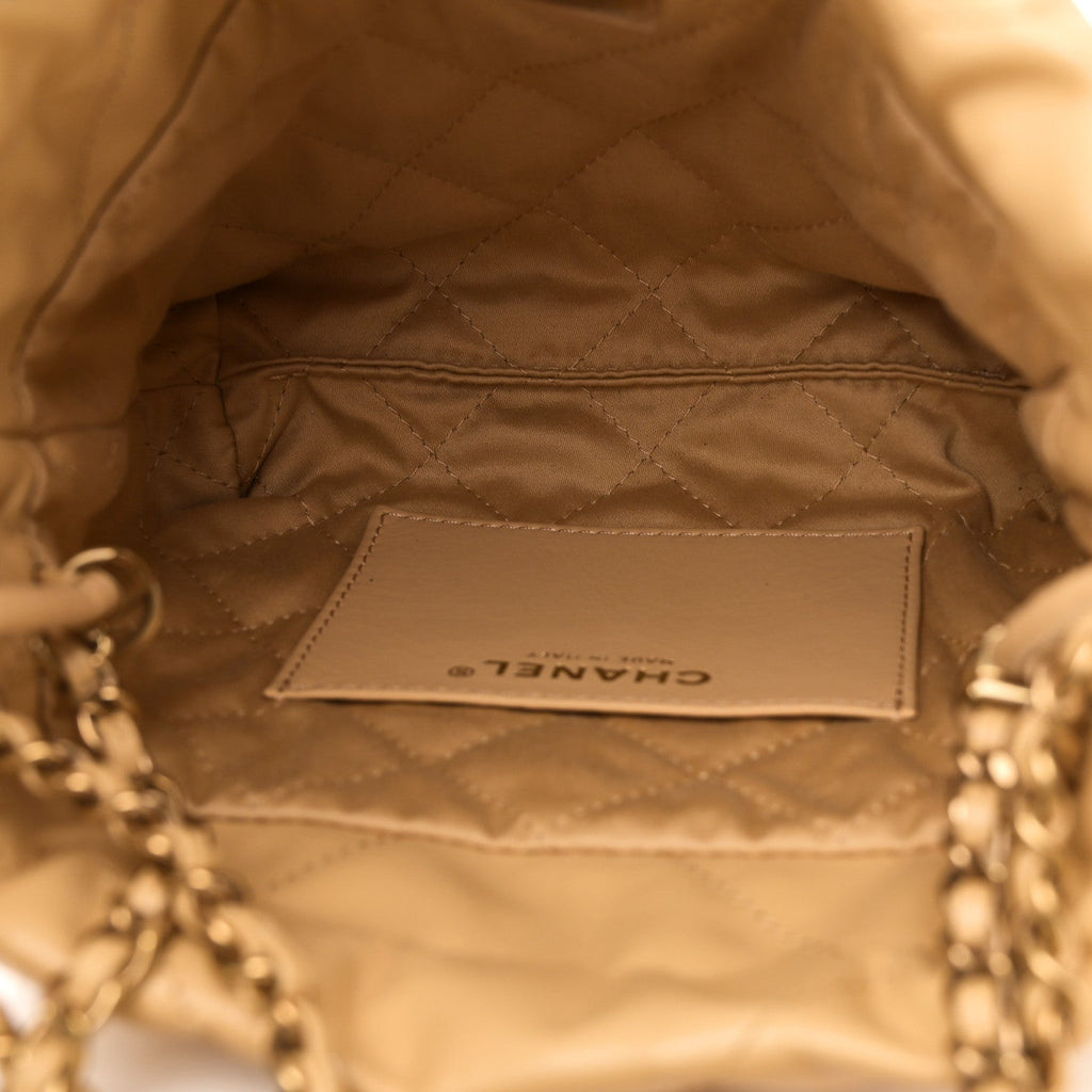 Chanel Beige Quilted Bucket Bag