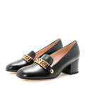 Gucci Black Leather Chain Loafers