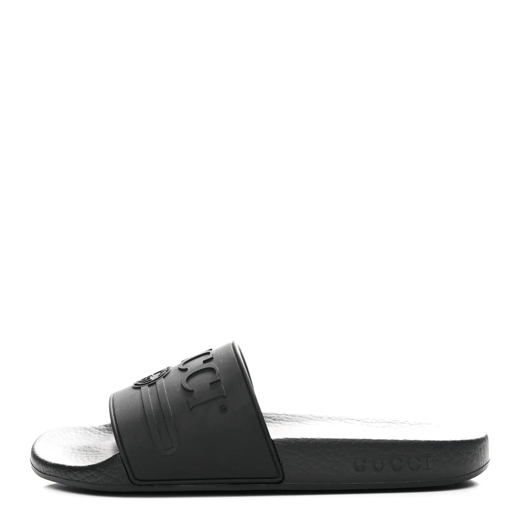 Gucci Black Rubber Logo Slides