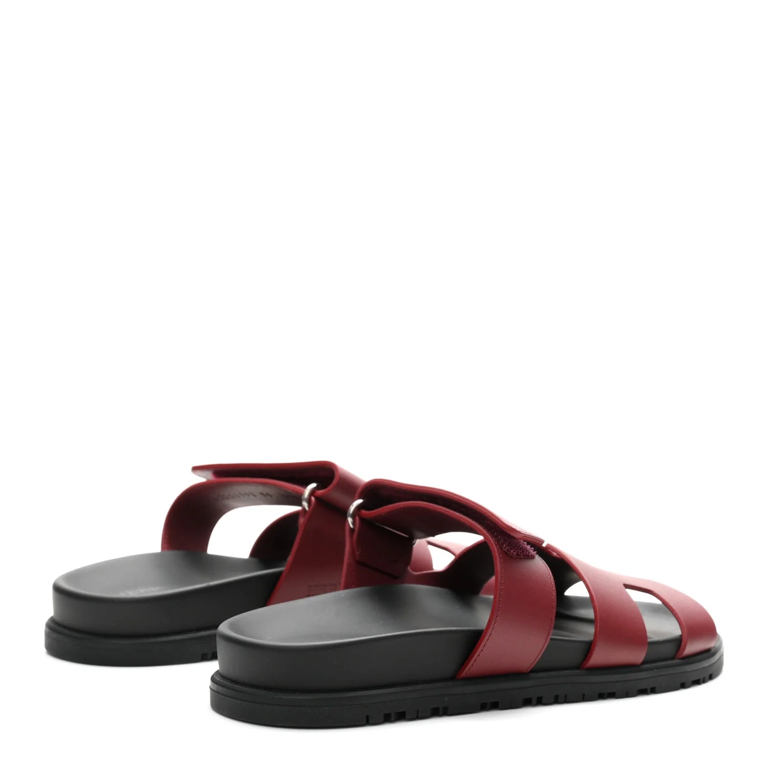 Hermes Burgundy Leather Chypre Sandals