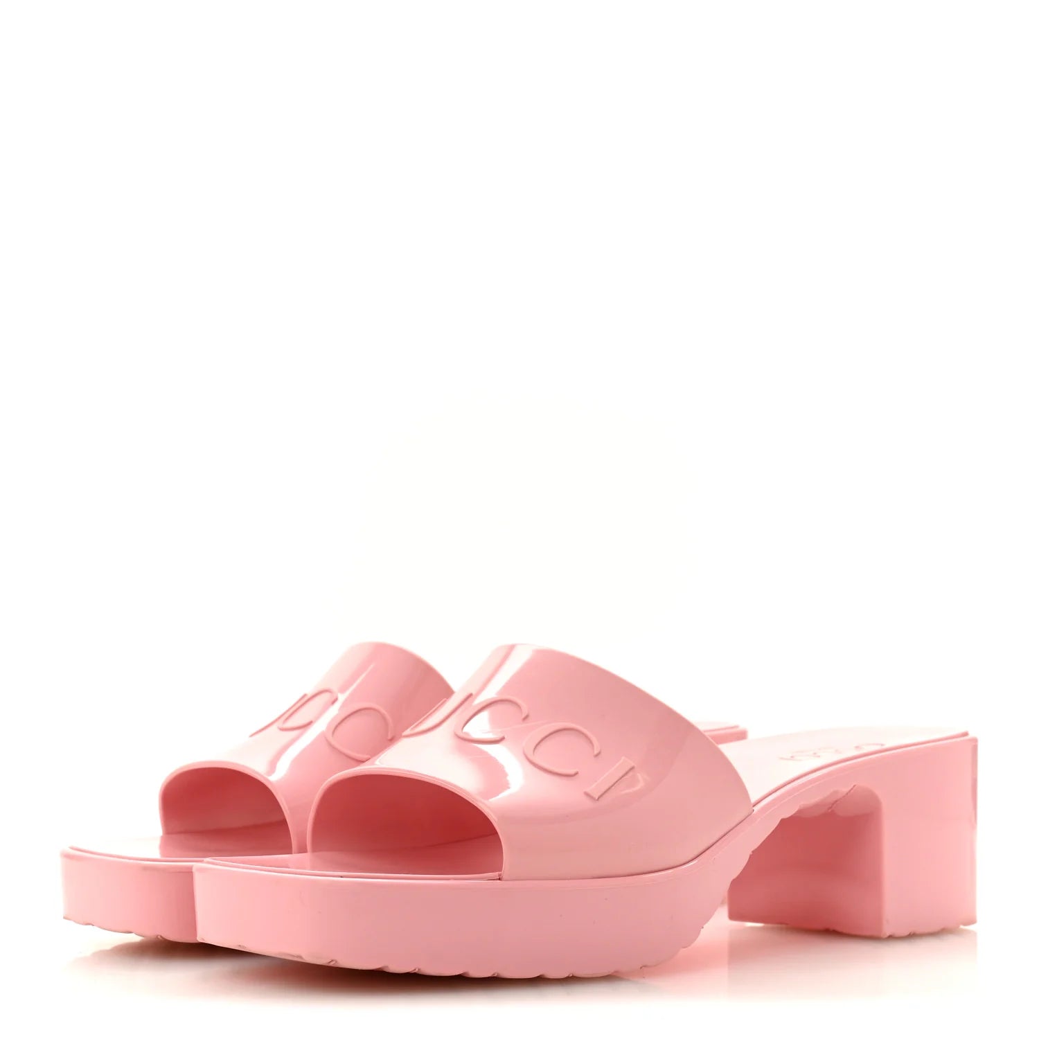 Gucci Pink Rubber Platform Slides