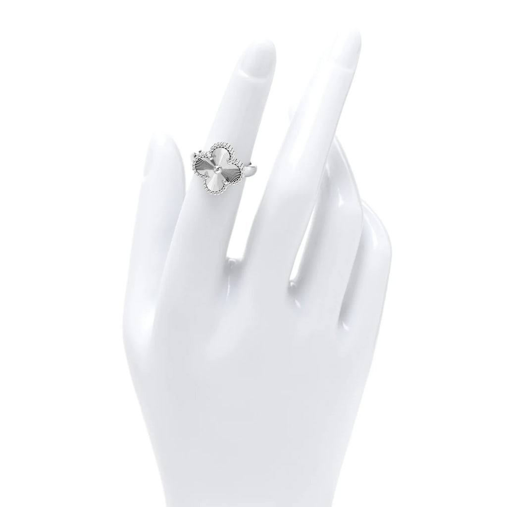 Van Cleef White Gold Guilloché Ring