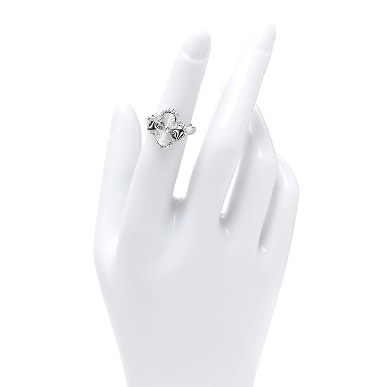 Van Cleef White Gold Guilloché Ring
