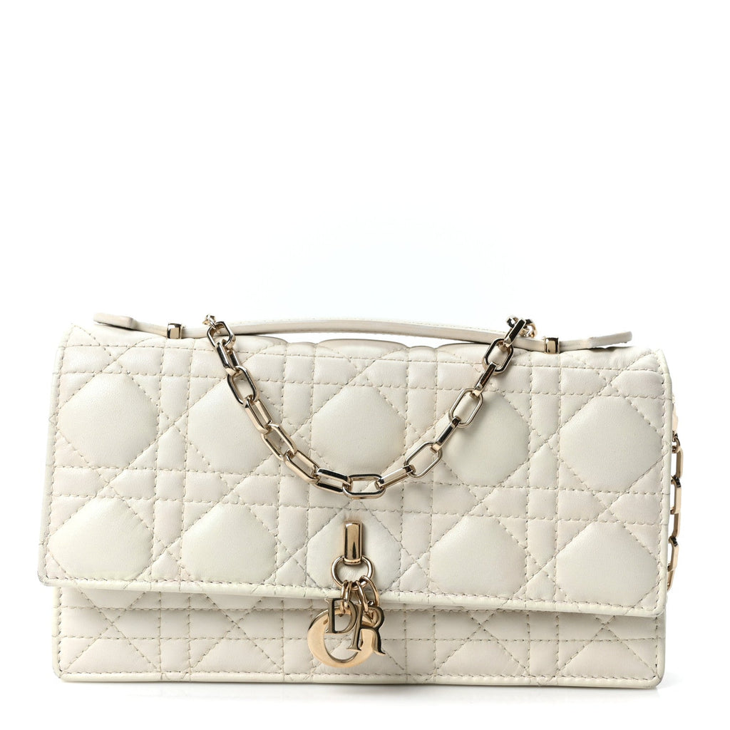 Dior White Cannage Leather Pouch
