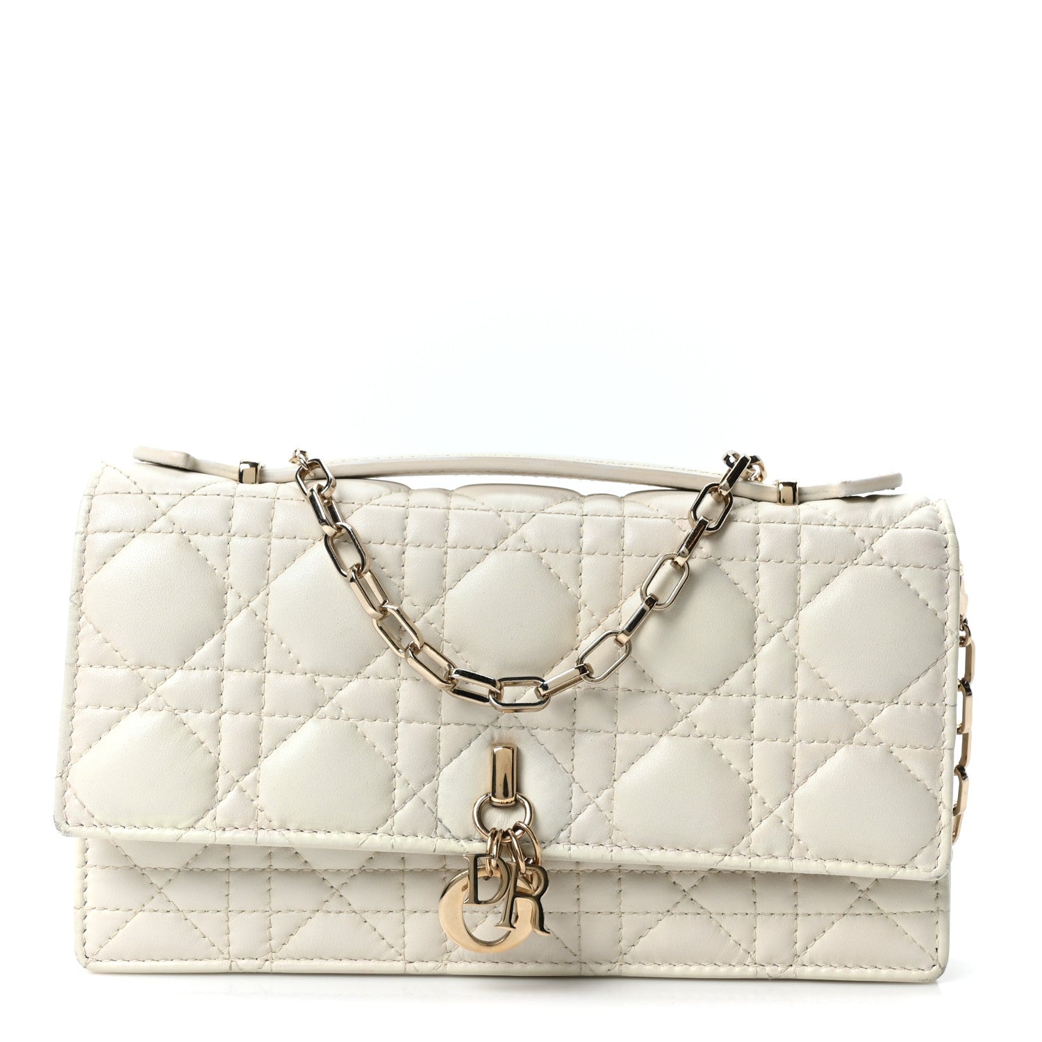 Dior White Cannage Leather Pouch