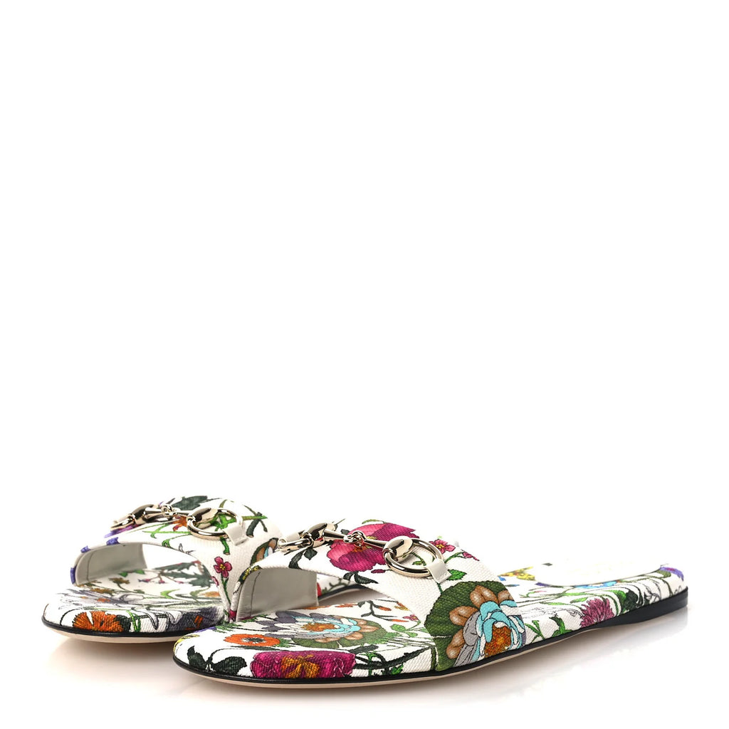 Gucci Flora Horsebit Slide Sandals