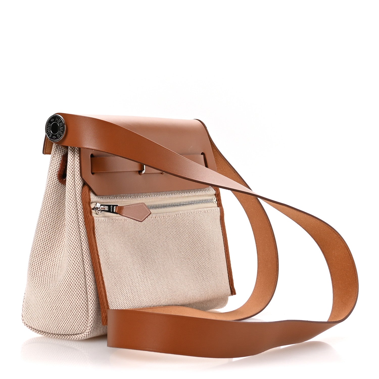 Hermes Tan Canvas Shoulder Bag
