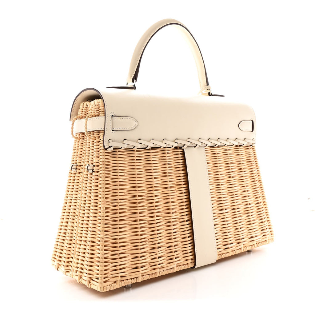 Hermes Kelly Picnic Wicker Cream