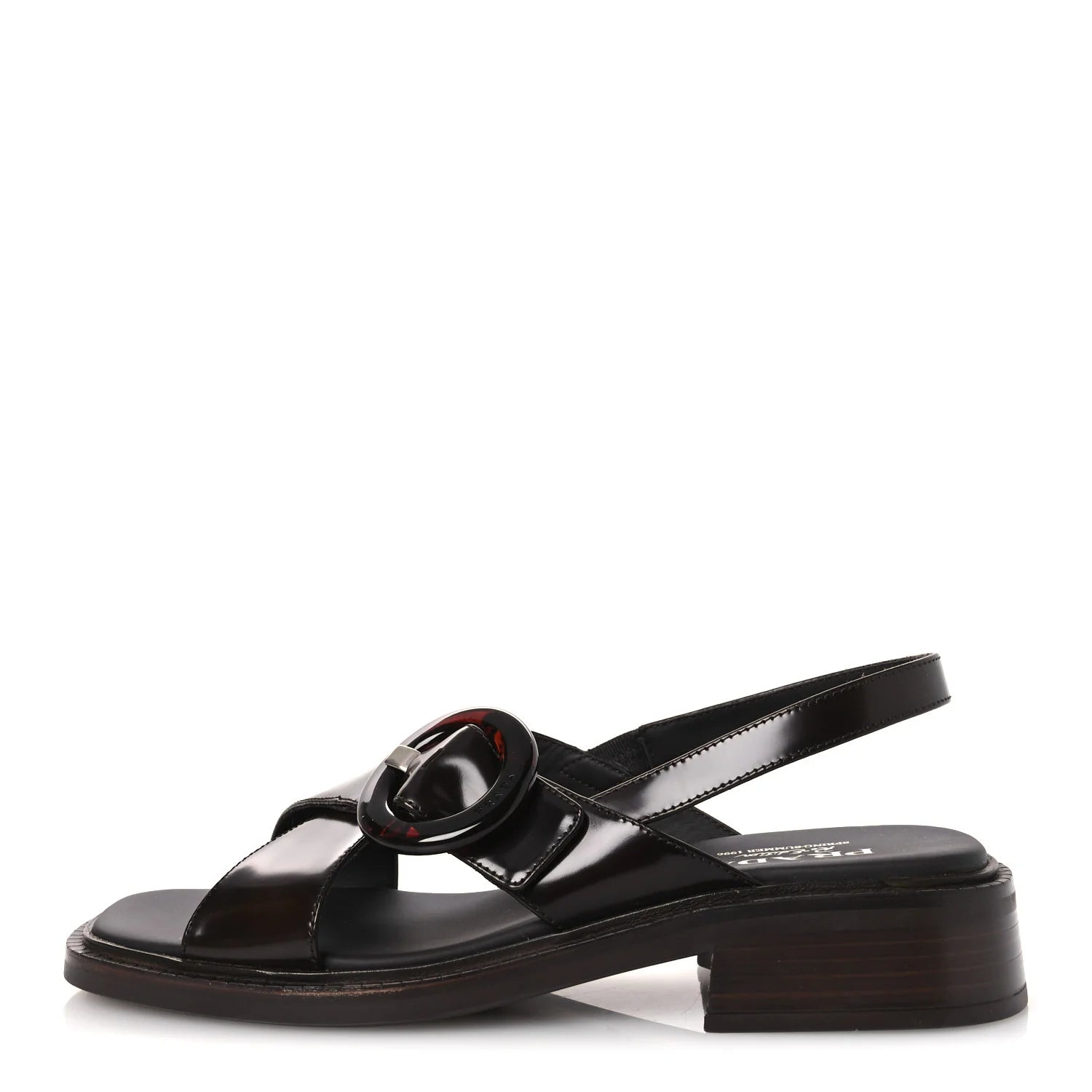 Prada Spazzolato Leather Buckle Sandals