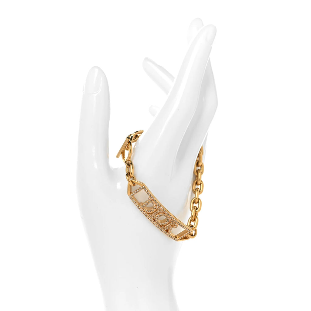 Dior Gold Crystal Logo Bracelet