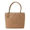 Chanel Beige Quilted Caviar Tote