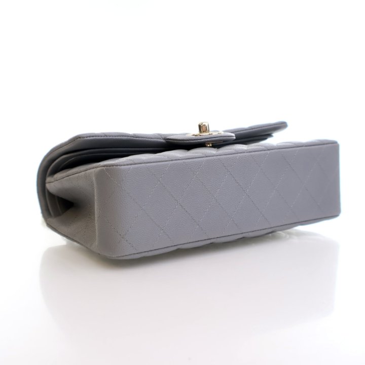 Chanel Grey Quilted Caviar Flap