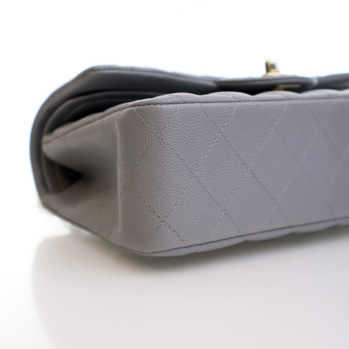Chanel Grey Quilted Caviar Flap