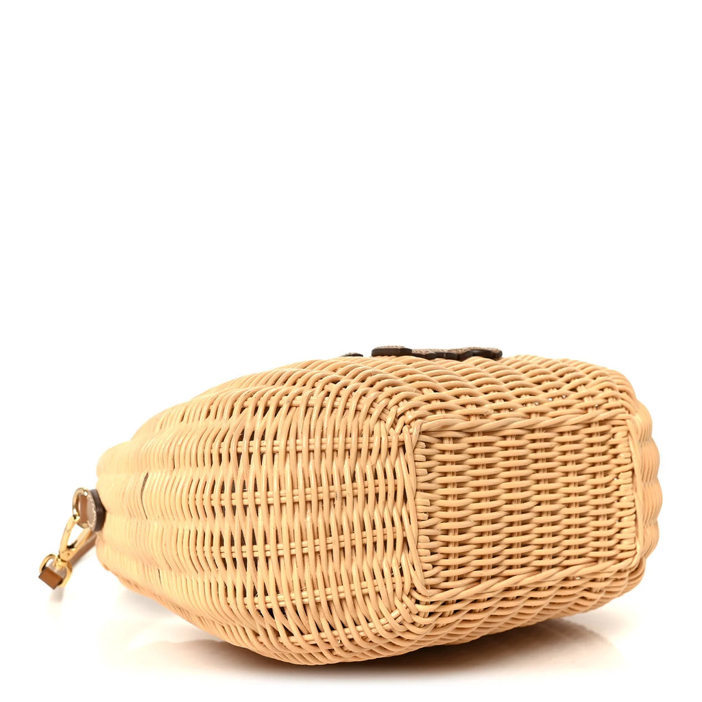 Miu Miu Beige Wicker Logo Tote